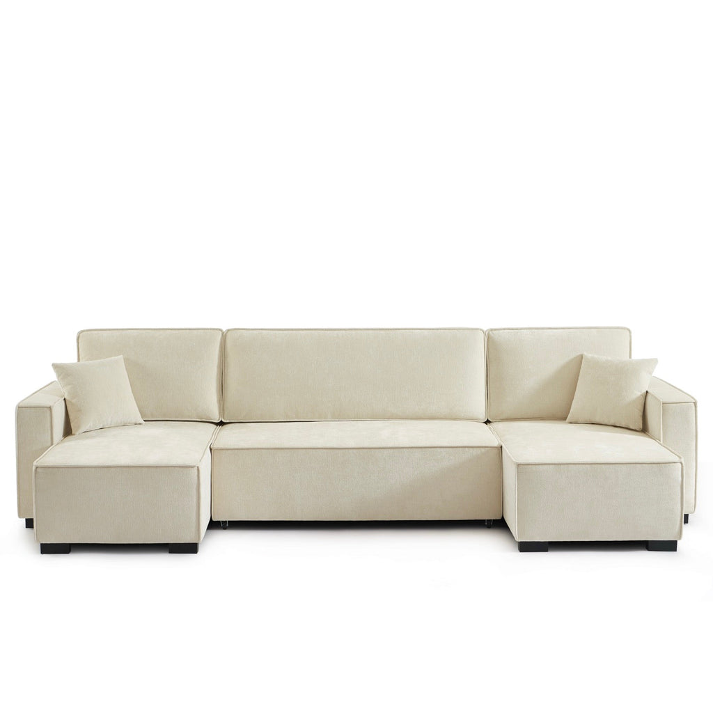 Gavi - Canapé Panoramique 6 Places - Tissu Beige