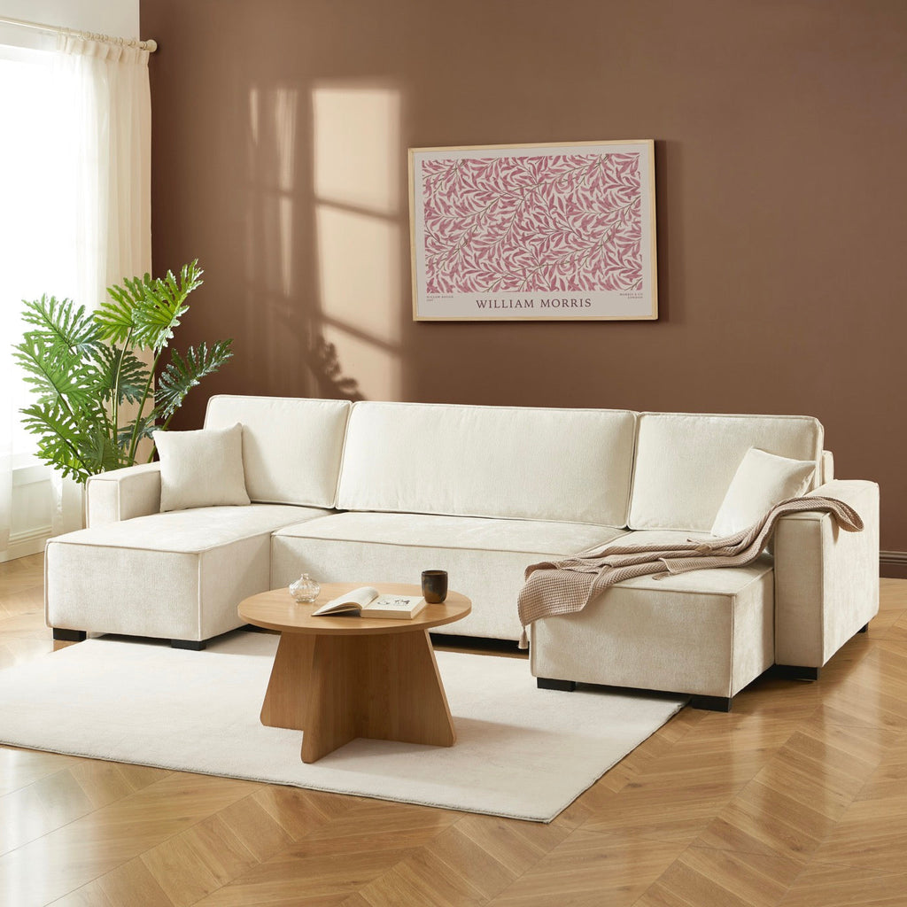 Gavi - Canapé Panoramique 6 Places - Tissu Beige