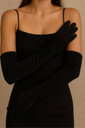 Gants Glamour Cuir Doublés Soie - Noir Tactile - Femme