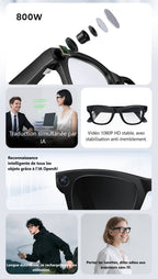 Lunettes Connectées Ai Avec Caméra 8Mp & Audio Bluetooth