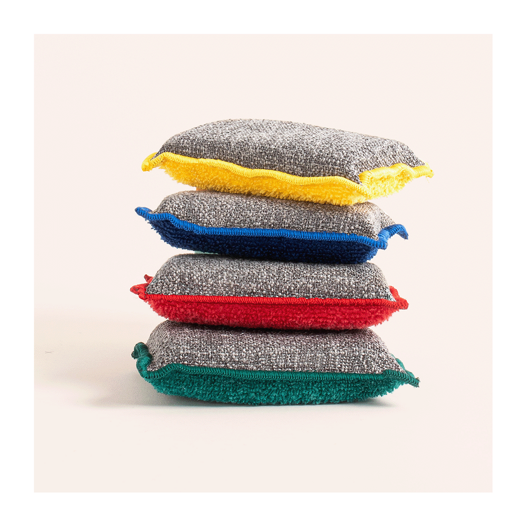 Lot de 4 éponges lavables 4 couleurs