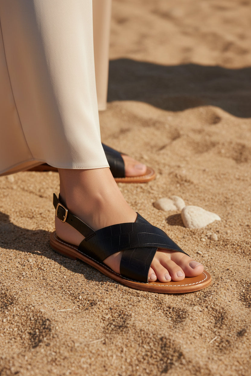 Sandales Rosedale - Croco Noir