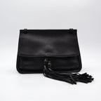 Gucci Daily Flap Cuir Grainé Noir — Pompon Bambou