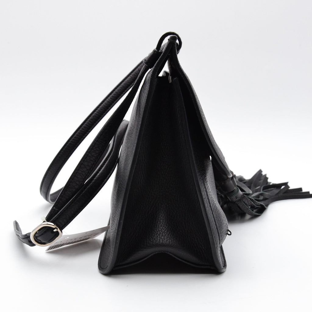 Gucci Daily Flap Cuir Grainé Noir — Pompon Bambou