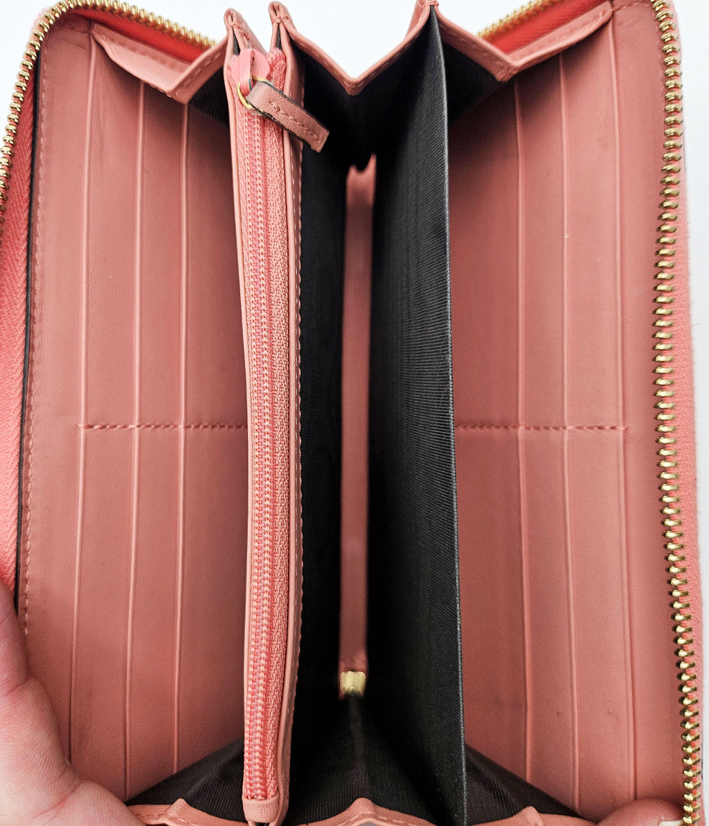 Portefeuille Gucci Cuir Rose Avec Nœud Gg