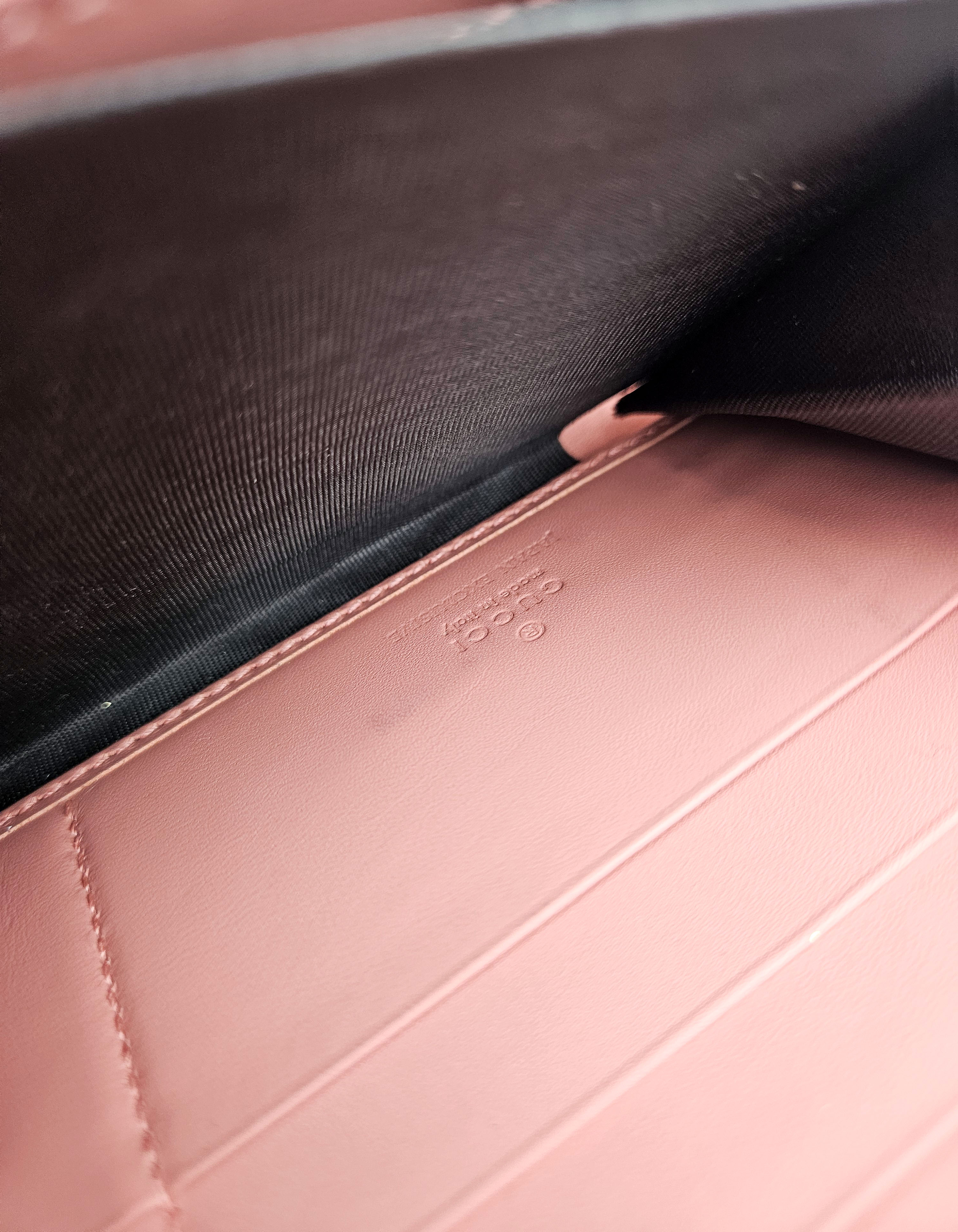Portefeuille Gucci Cuir Rose Avec Nœud Gg