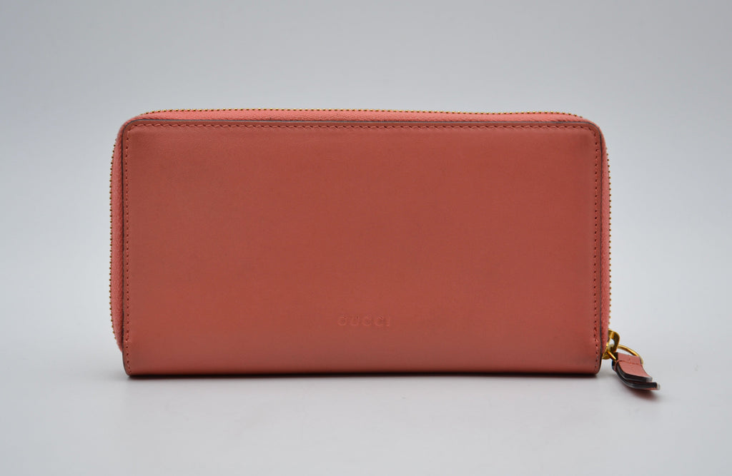 Portefeuille Gucci Cuir Rose Avec Nœud Gg