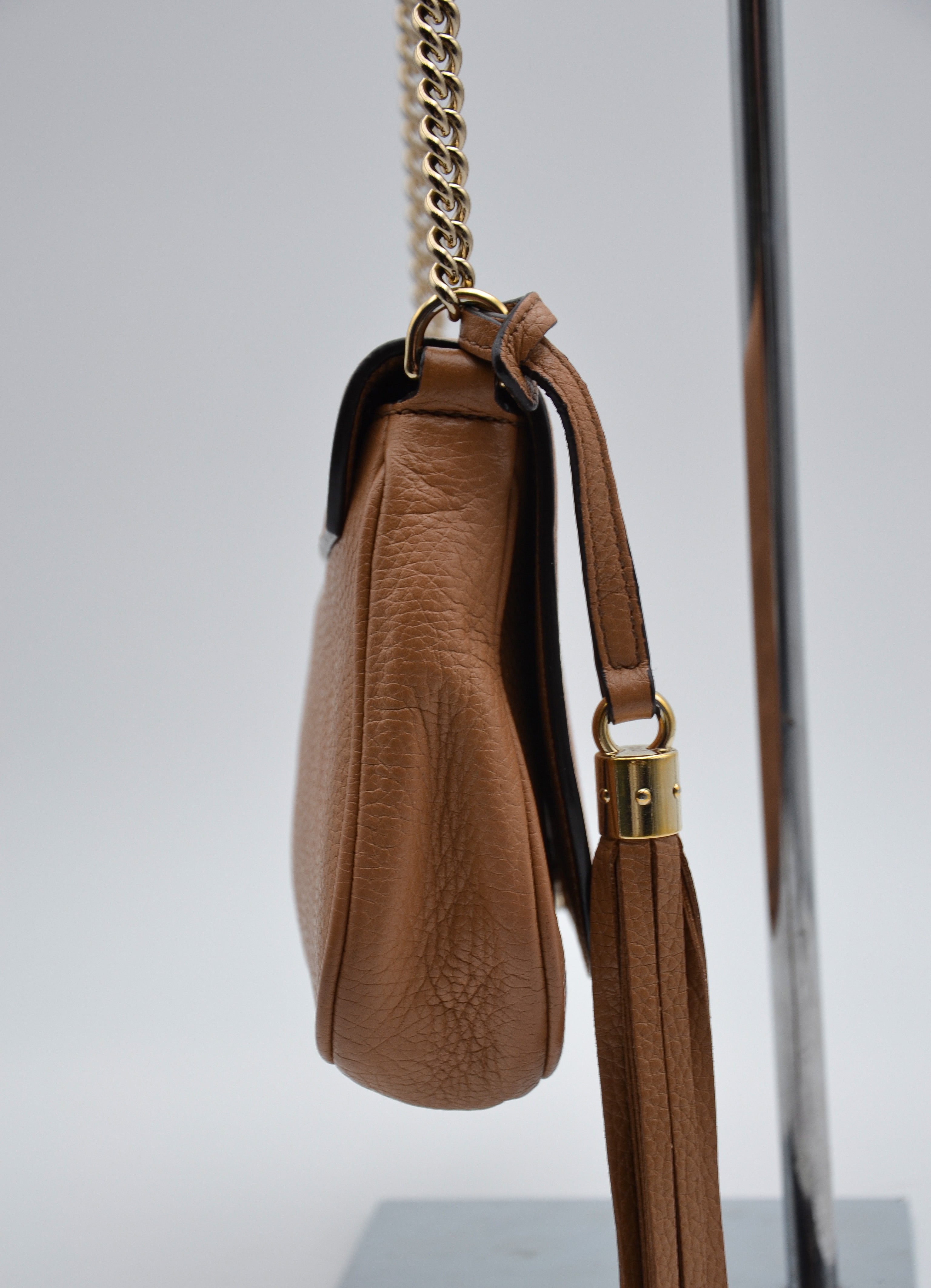 Pochette Gucci Soho En Cuir Grainé Beige