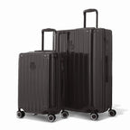 Duo de valises rigides GYL Intemporelle noir avec coques nervurées et poignées télescopiques. #couleur_noir