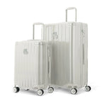 Duo de valises rigides GYL Intemporelle sable avec coques nervurées et poignées télescopiques. #couleur_sable