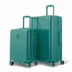 Duo de valises rigides GYL Intemporelle vert d'eau avec coques nervurées et poignées télescopiques. #couleur_vert