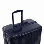 Poignée trolley télescopique GYL déployée sur la valise Intemporelle marine en polycarbonate. #couleur_marine