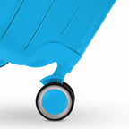 Roue double 360° de la valise GYL Intemporelle menthe avec gravure du logo GYL sur le moyeu. #couleur_menthe