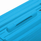 Poignée supérieure rigide de la valise GYL Intemporelle menthe avec logo embossé sur le dessus. #couleur_menthe