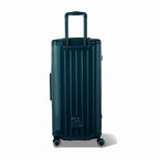 Dos de la valise trunk GYL XL sapin avec trolley télescopique sorti et logo embossé. #couleur_sapin