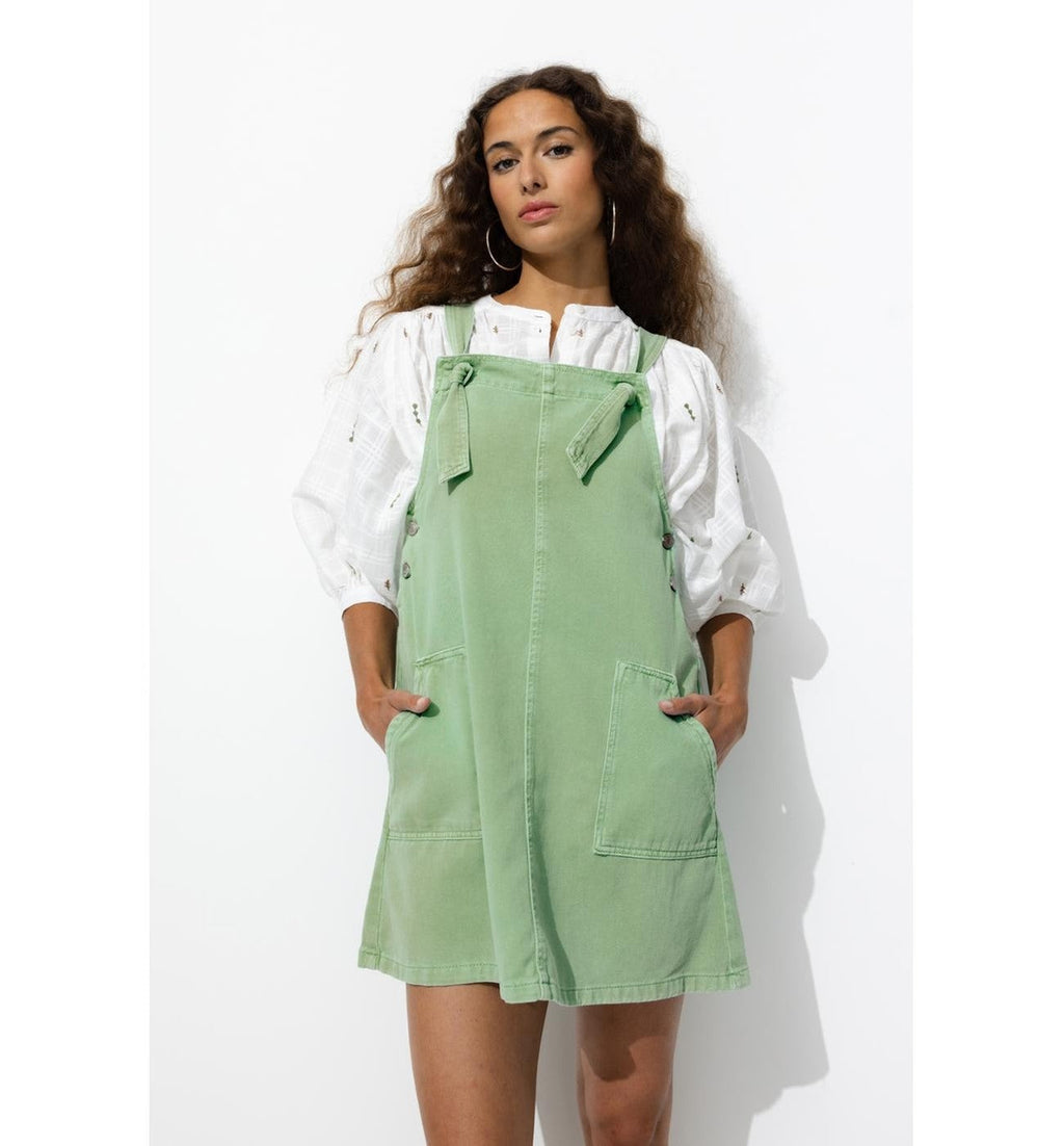 Robe Courte en Jean de Couleur - Vert Uni Colore