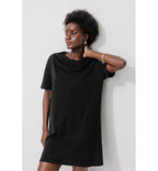 Robe T-shirt en Coton Femme - Noir Uni Fonce
