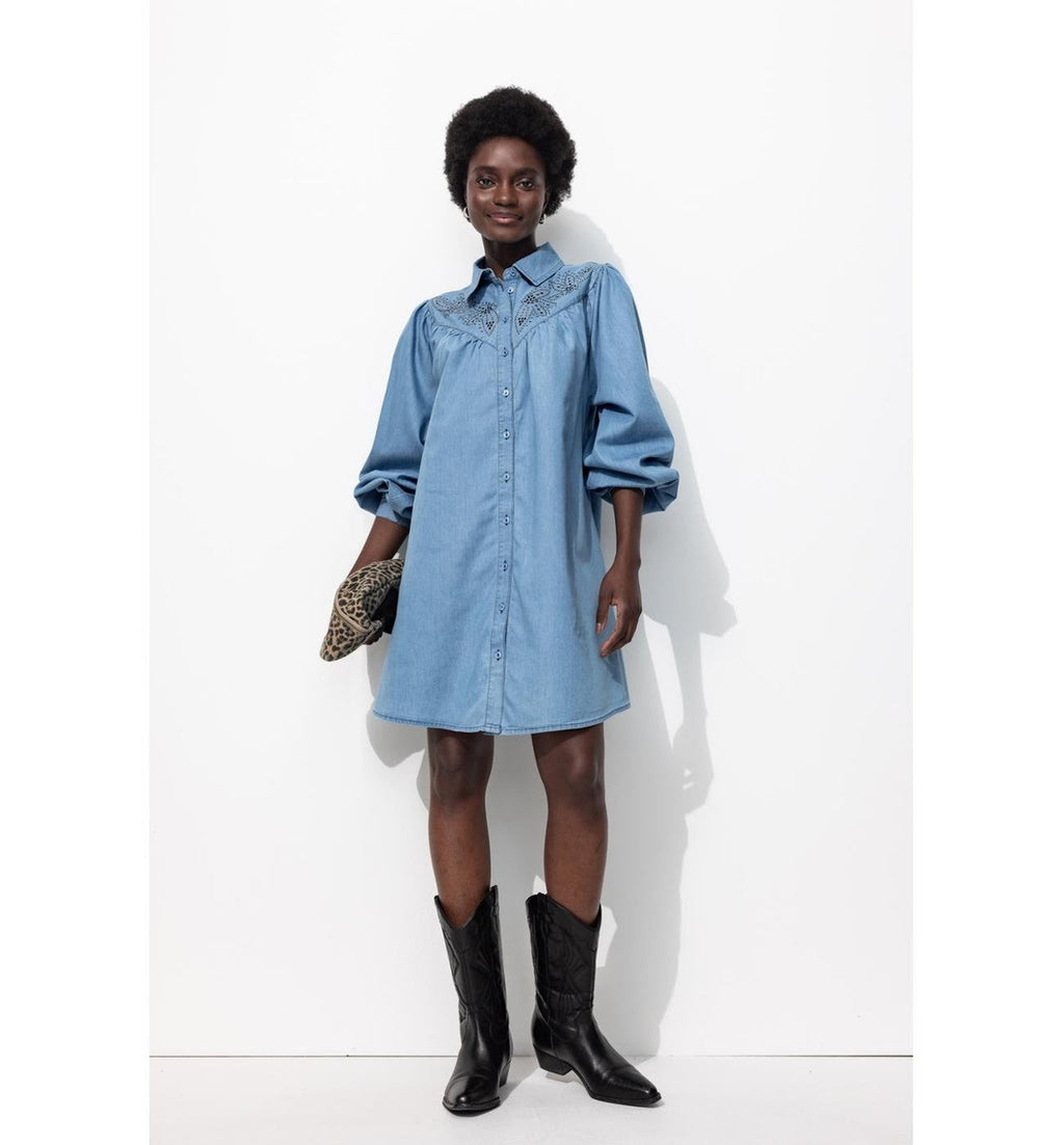 Robe-chemise Perlée Femme - Jeans Uni Fonce