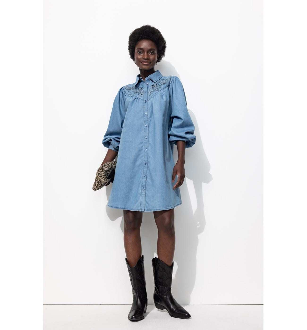 Robe-chemise Perlée Femme - Jeans Uni Fonce