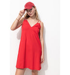 Robe à Bretelles en Jersey - Rouge Uni Colore