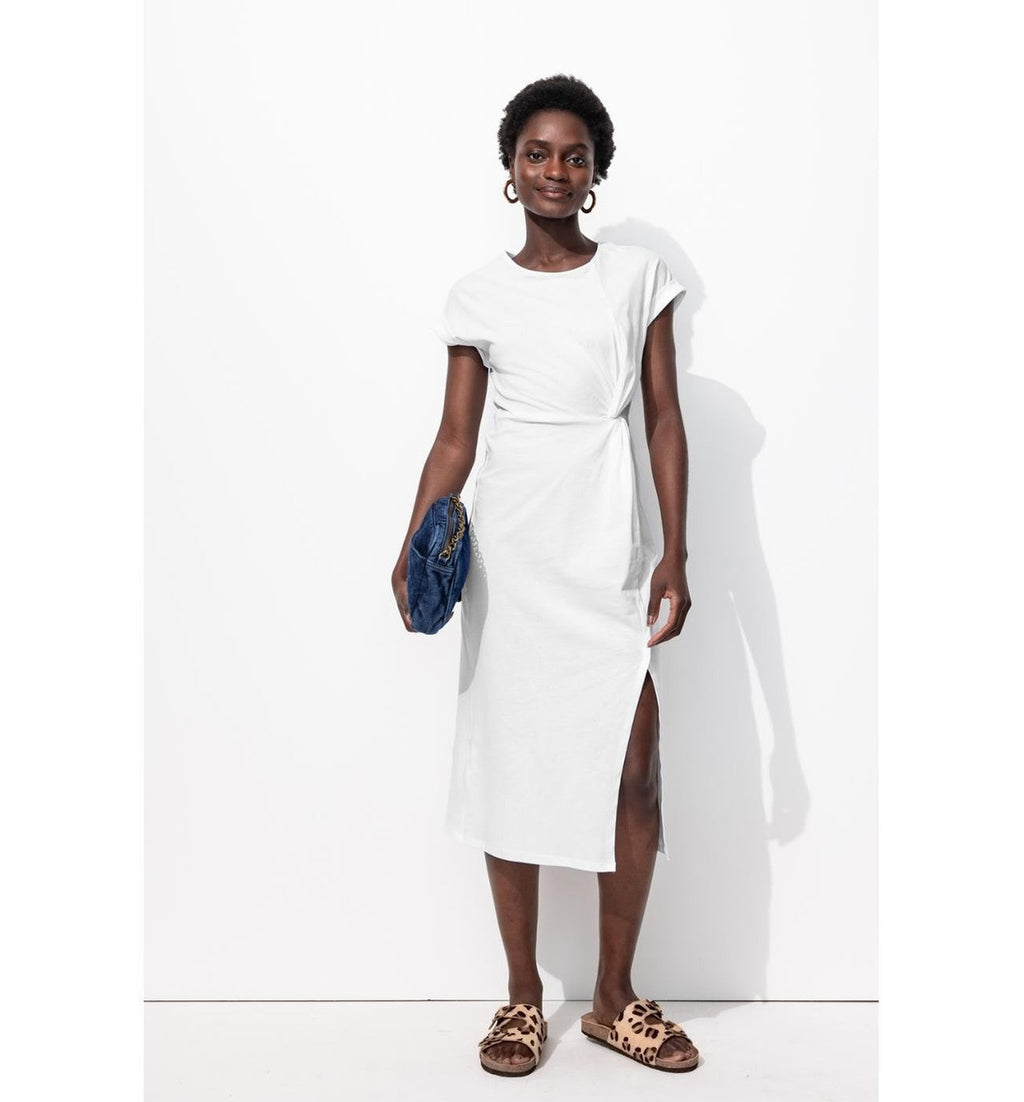Robe Mi-longue en Jersey - Blanc Uni Clair