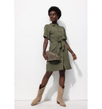 Robe-chemise Léopard Femme - Kaki Uni Fonce