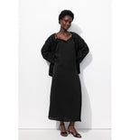 Robe Longue en Satin Femme - Noir Uni Fonce