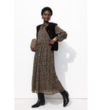 Longue Robe en Voile Fleuri - Noir Imprime