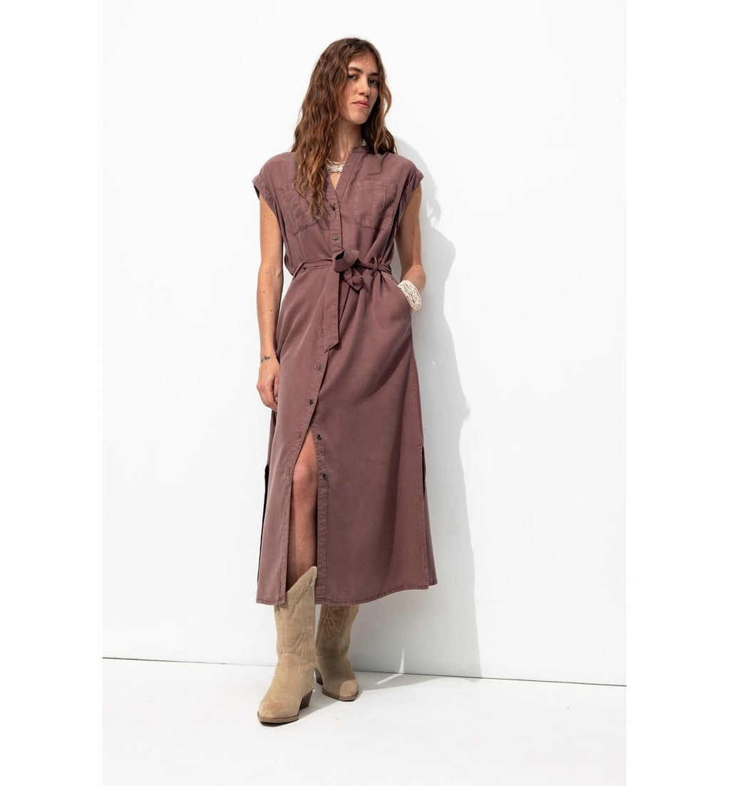 Robe-chemise Unie Femme - Violet Uni Colore