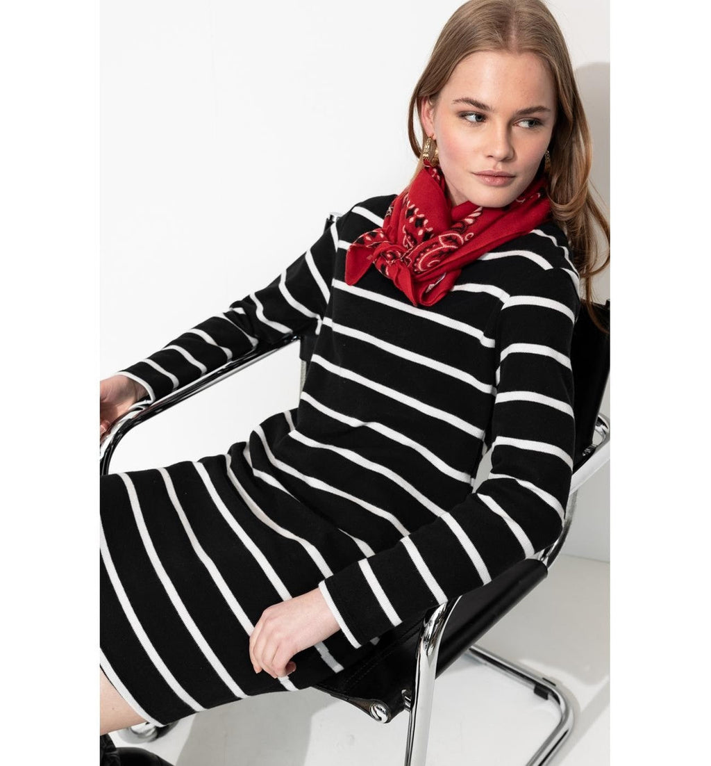 Robe Marinière en Coton - Noir Raye