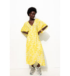 Robe Longue Imprimée Femme - Jaune Imprime