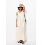 Robe Longue à Bretelles Femme - Naturel Uni Clair
