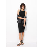 Robe-débardeur en Jersey Femme - Noir Uni Fonce