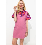 Robe-salopette en Toile Femme - Rose Uni Colore