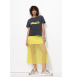 Jupe Longue en Dentelle Femme - Jaune Uni Colore