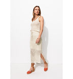 Jupe Midi en Maille Filet - Naturel Uni Clair