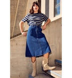 Jupe Midi en Jean Femme - Jeans Uni Fonce