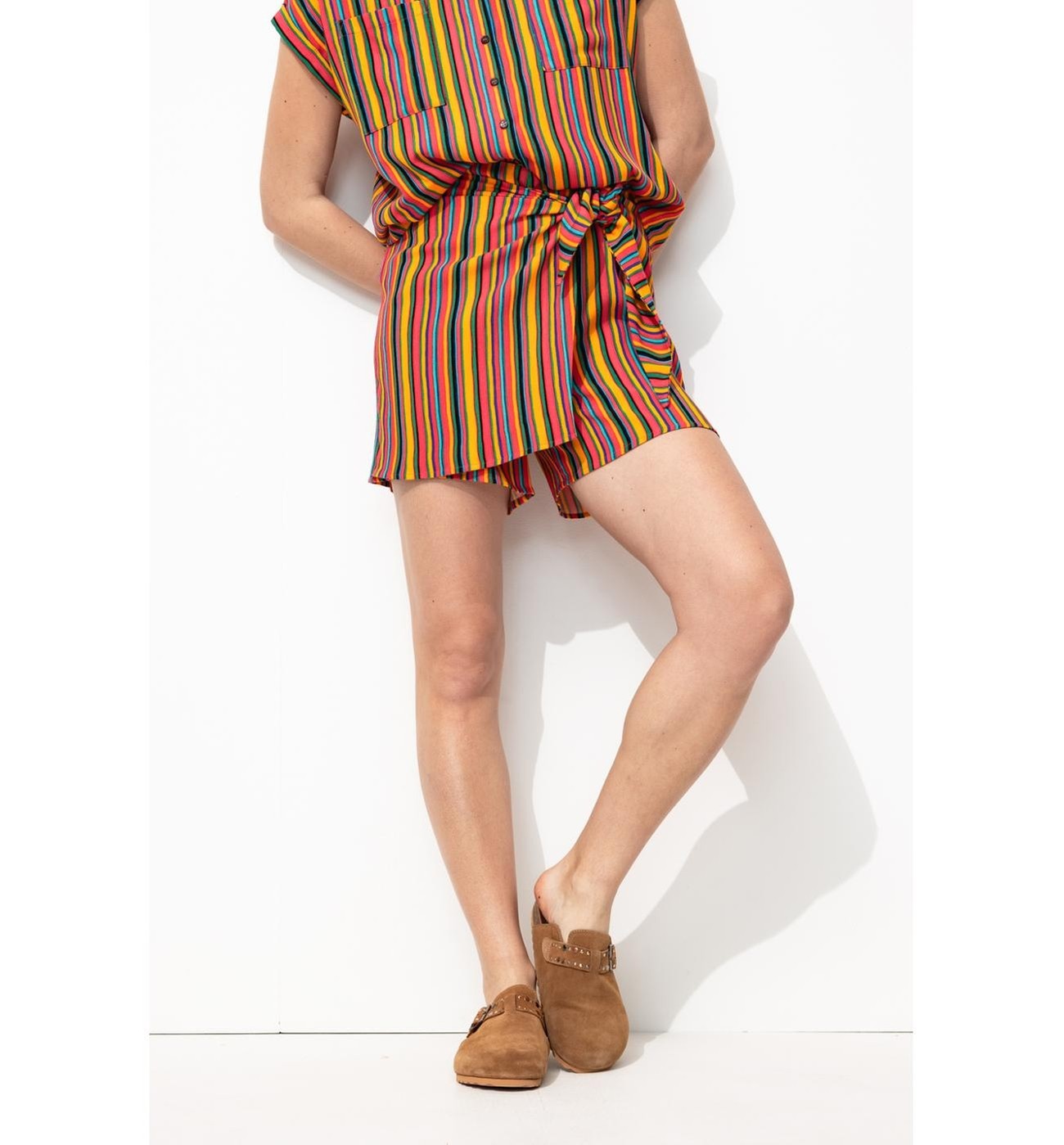 Short Rayé Femme - Multicolore Raye