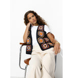 Gilet sans Manches en Crochet - Bleu Imprime
