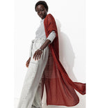 Long Gilet Ajouré Pailleté - Marron Uni Clair