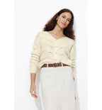 Cardigan Torsadé Femme - Naturel Uni Clair