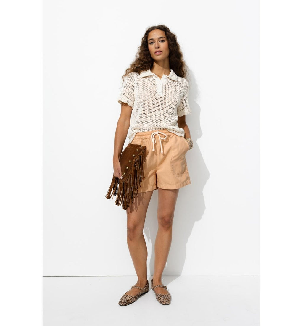 Short Uni en Toile Femme - Rose Uni Colore