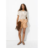 Short Uni en Toile Femme - Rose Uni Colore