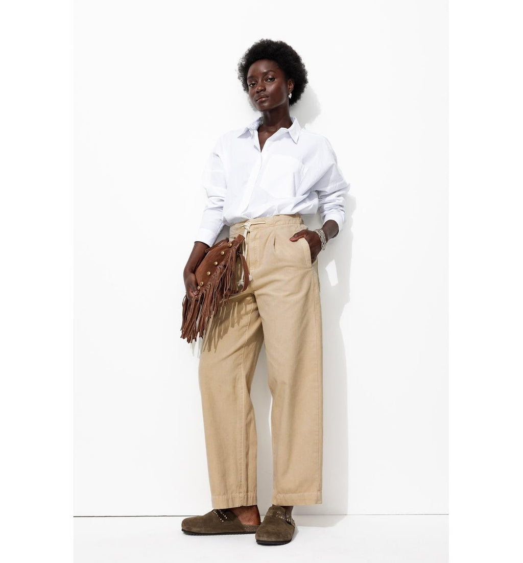 Pantalon Balloon en Toile - Naturel Uni Clair