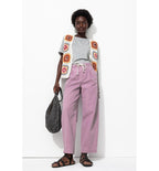 Pantalon Balloon en Toile - Violet Uni Colore