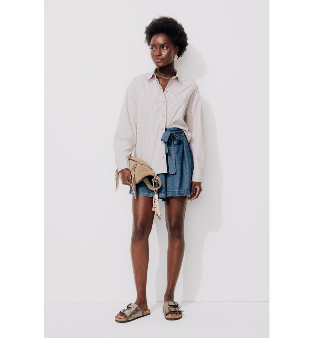 Short en Lyocell Femme - Jeans Uni Fonce