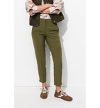 Pantalon Cigarette Uni Femme - Kaki Uni Fonce