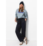 Pantalon Large et Fluide Femme - Bleu Uni Fonce
