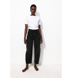 Jean Barrel Taille Haute - Noir Uni Fonce