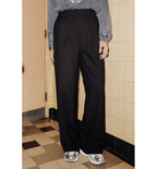 Billy Pantalon Large Femme - Noir Uni Fonce